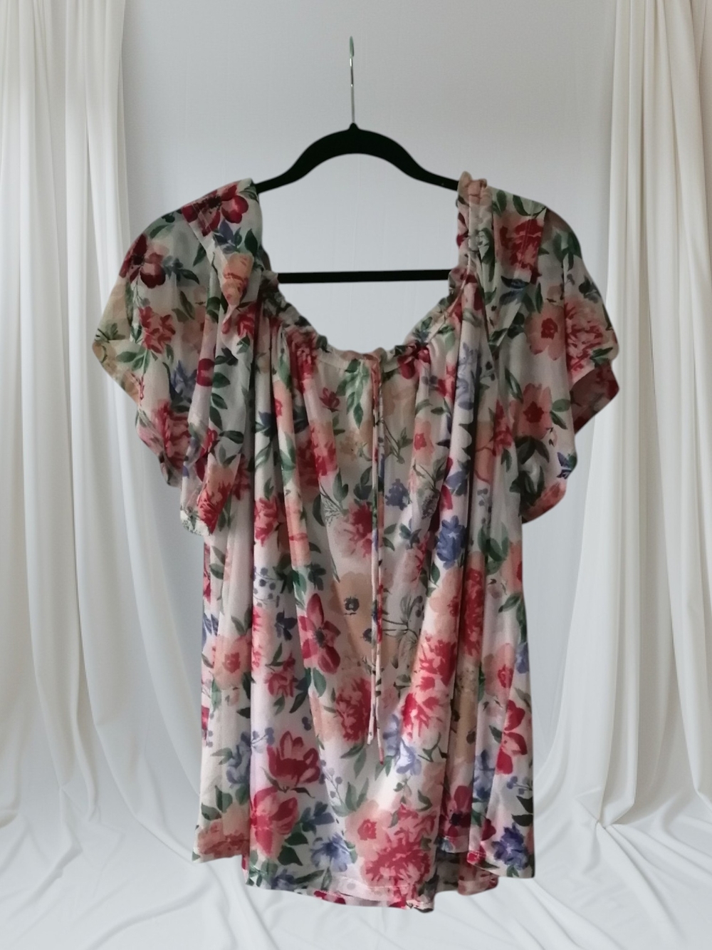 Floral Off-the-Shoulder Blouse - Pink Multi
